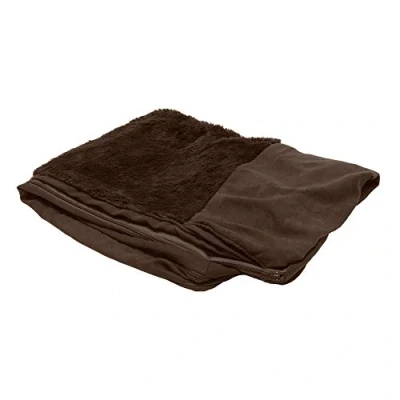 Image de FurHaven Housse de Rechange en Peluche et Daim pour lit Chien Lavable Machine Espresso, Jumbo (Taille XL)