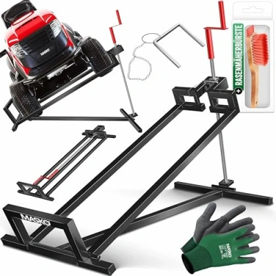 Image de MASKO® Cric lève Tracteur Tondeuse 400 kg Dispositif de Levage pour à Gazon autoportée Aide au Nettoyage Pont élévateur