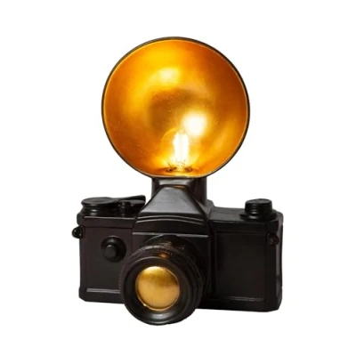 Image de Lucide Extravaganza Camera lampe à poser 22,5 x 16 30 cm noir avec or