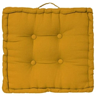 Image de Atmosphera Coussin de sol jaune moutarde 40x40 cm