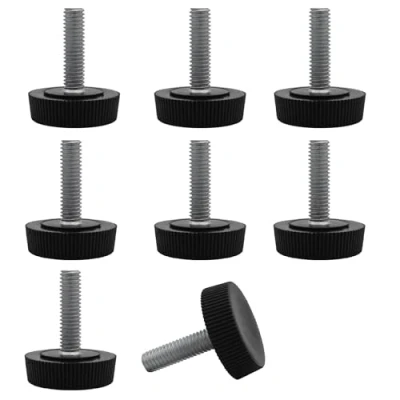 Image de SKIR&#039;CO Lot de 8 pieds nivellement meubles M6 x 20 mm, ronds réglables 25 mm diamètre, pied filetage