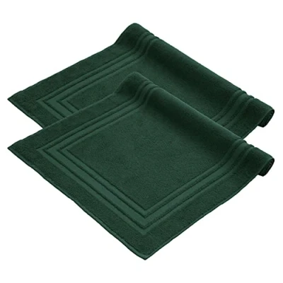 Image de Komfortec Lot de 2 Tapis Bain, en Tissu éponge, lavables, 600 g/m² et 100% Coton Absorbant à séchage Rapide, Turquoise, 50 x 70 cm
