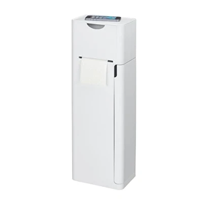 Image de WENKO 6 en 1 Combiné WC Distributeur Papier Toilette, Brosse WC, Stockage Papier, Rangement Protection hygiènique 20 x 58,5 15 cm Blanc