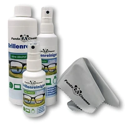 Image de PANDACLEANER® Set 400ml Eyewear Spray de 50 ml à emporter + 100 pour la maison flacon 250 sans alcool anti buée stries Aussi les écrans, moniteurs, visières