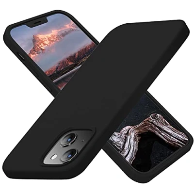 Image de Cordking Designed for iPhone 13 Case, 14 Silicone Ultra Slim Shockproof Protective Phone Case with [Soft Anti Scratch Microfiber Lining], 6.1 inch, Black