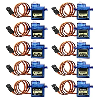 Image de MMOBIEL Kit de Micro servomoteur SG90 10 pièces 9 g pour Drone RC/Avion/hélicoptère/Robots/Compatible avec Les projets Arduino et Raspberry Pi, vis 3 Bras Inclus