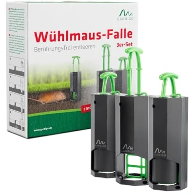 Image de GARDIGO® Piège à Campagnols Lot de 3 Réutilisable et Efficace Anti Mulots Protection Pelouse, Potager, Jardin Facile Utiliser, Durable