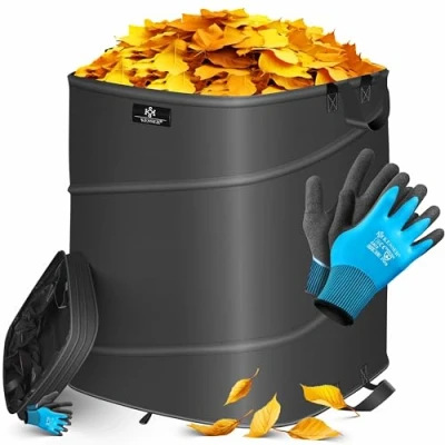 Image de KESSER® Sac de jardin pop up 219 l avec gants Autoportant poignées Robuste et pliable Pour déchets Coupe verte