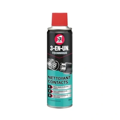 Image de 3 EN UN Technique Nettoyant Contact Aérosol Action et séchage rapides sans rinçage résidus Compatible tous métaux, vinyles, plastiques caoutchoucs 250 ML