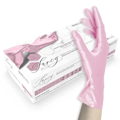 Image de UNIGLOVES Fancy Rose Gants Jetables, en Nitrile, Non Stériles, sans Poudre, Adaptés à Un Usage Alimentaire, Protection Contre les Virus, Champignons et Bactéries, Taille Xs