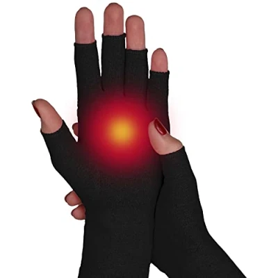 Image de SULPO Gants de compression Mitaines chaudes, sans doigts Bandage main pour soulager les rhumatismes, l&#039;arthrose, l&#039;arthrite, la tendinite, le syndrome du canal carpien Tailles : S, M, L
