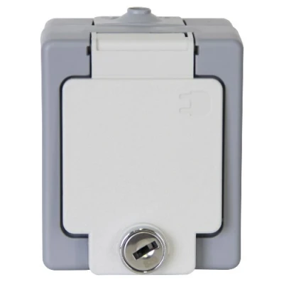 Image de Kopp 105648002 Prise de Terre Simple avec Cache et Serrure sécurité pour Montage en saillie dans des pièces humides, Format Standard