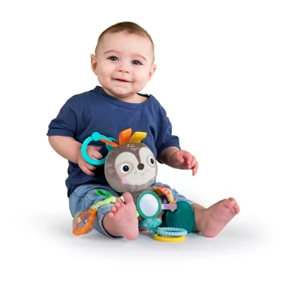 Image de Bright Starts, peluche paresseuse, Playful Pals, jouet de poussette à emporter, sans bisphénol A, âge nouveau né+