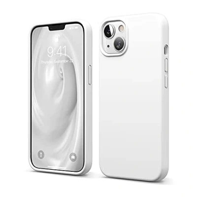 Image de elago Coque Silicone Liquide Compatible avec iPhone 13 (6.1), Case en Premium, Étui Protection Complète Cover Antichoc à 3 Structure, Microfibre Douce Empêche Les Rayures (Blanc)