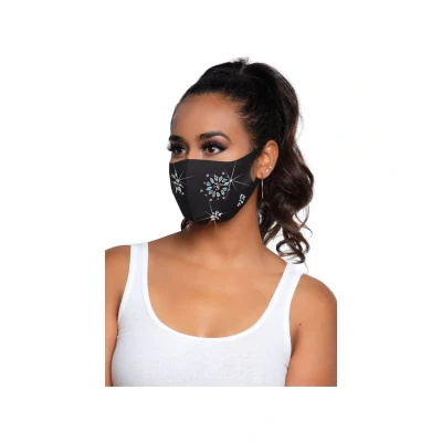 Image de Masque De Protection Noir &amp; Fleurs Strass