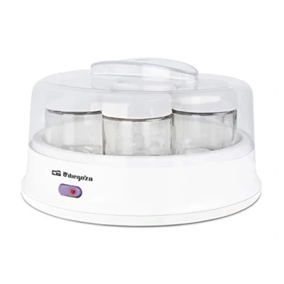 Image de Orbegozo YU 2350 Yaourtière, 7 pots d&#039;une capacité de 200 ml, couvercle transparent, interrupteur marche/arrêt, 15 W