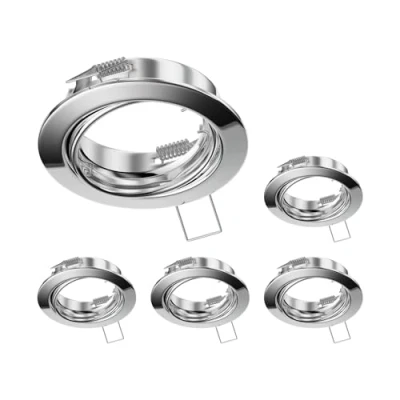 Image de ledscom.de 5 cadres d&#039;encastrement au plafond FERE, rond, pivotant, chrome brillant