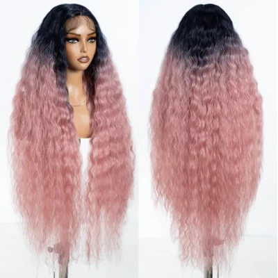 Image de Style Icon Perruques Lace Front Wigs Synthetique 100cm Longue Perruque Ondulée Devant En Dentelle Pour Femmes Fibres Résistantes À La Chaleur
