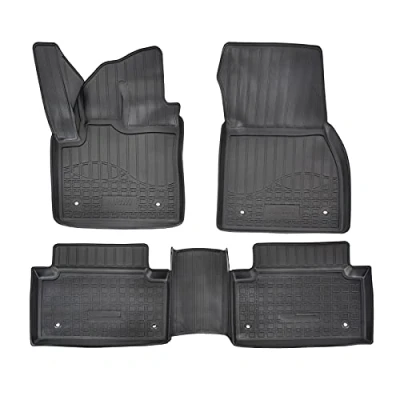 Image de Tapis de Sol en Caoutchouc TPE Toutes Saisones pour Range Rover Evoque Depuis 2018, Système Fixation, Bord Haut, Noir, Antidérapant, Saisons