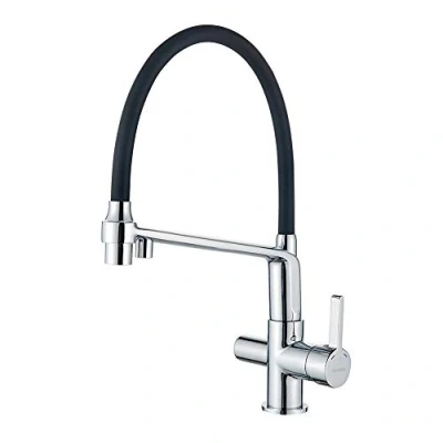 Image de GRIFEMA G4010 2 Dover Mitigeur d&#039;évier 3 Voies pour Purificateur D&#039;eau à Filtre, Robinet de Cuisine Noir avec Douchette, Chromé, Argent, 3/8 pulgada, Exclusivité Amazon