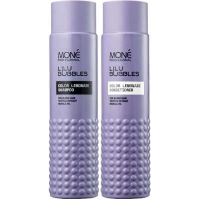 Image de MONÉ PROFESSIONAL Ensemble Shampooing et Après pour Cheveux Blonds Décolorés Secs Abîmés Nourrit, Hydrate Protège (2x300ml)