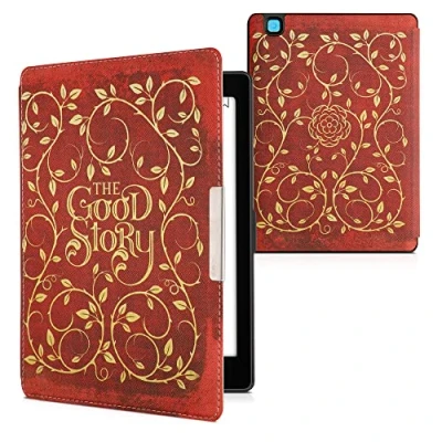 Image de kwmobile Étui Compatible avec Kobo Aura One Coque à Rabat magnétique Tablette eReader Similicuir Jaune Orange Rouge