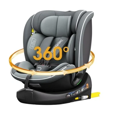 Image de Reecle I Size Siège Auto 360 Pivotant ISOFIX 40 150 cm, 0 12 ans(0 36 kg), Protection Latérale, Gris