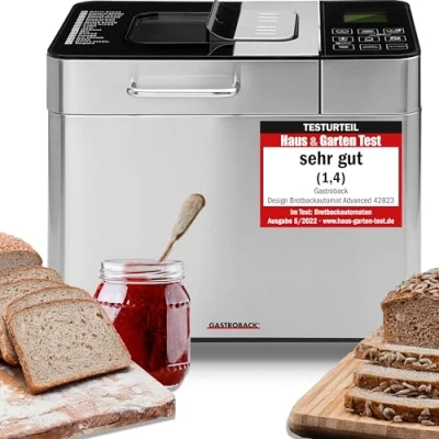 Image de Gastroback 42823 Machine à pain semi professionnelle (noir, métallique, 1 kg, pâte pâte, français, pizza, de blé, 500 g, capteur, 15 min)