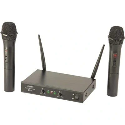 Image de PARTY Light &amp; Sound 200UHF MKII Système de Micro avec 2 micros sans Fil UHF et 1 récepteur canaux 863.1 864.8MHz Noir