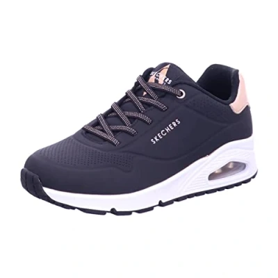 Image de Skechers Femme Uno Shimmer Away Basket, Black Durabuck Rose Gold Duraleather Trim, 38 EU
