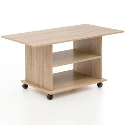Image de WOHNLING Table Basse Design WL5.739 95 x 51 54,5 cm Sonoma Rotatif à roulettes de Salon avec Espace Rangement