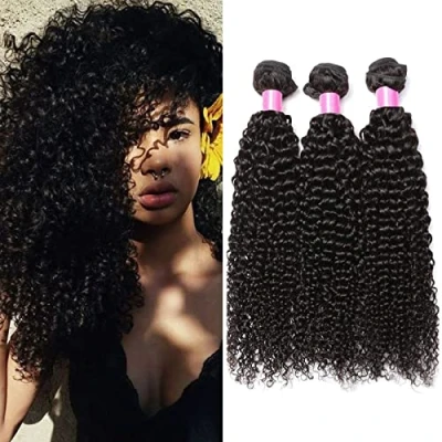 Image de RICHAIR Tissage Bresilien Boucle 18 Pouces(45.72cm),Tissages Cheveux Humain Lot 3 Pieces,Meches Bresiliennes Naturel Noir 50g/pc(total 150g)