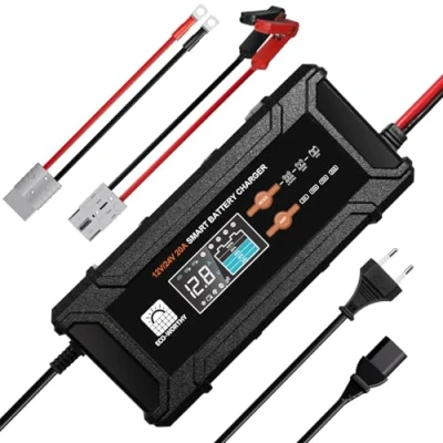 Image de ECO WORTHY 12V/24V 20A Chargeur de Batterie LiFePO4 avec Options Multi Courant 5A/10A/15A/20A,détection Automatique la Tension Plomb Acide