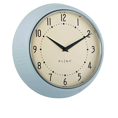 Image de PLINT Horloge Murale Rétro Silent Non Ticking Décoratif Ice Color Wall Clock, Style Décoration pour la Cuisine Living Room Home, Bureau, École, Easy to Read Large Numbers