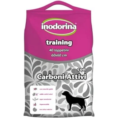 Image de Inodorina, Inodorina Training, Tapis Hygiénique Parfumé, en Pure Cellulose Vierge Super Absorbante, avec Polymères Anti odeurs et Autocollant Antidérapant, Fleurs Sauvages, Format 60x90 cm, 40 pièces