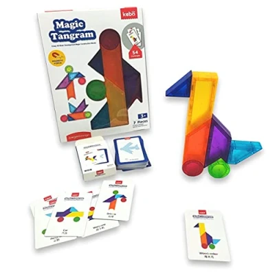 Image de Juegaconmigo KEBO Tangram Magnétique 3D. Jeu éducatif, Puzzle avec 7 Blocs de Construction et 54 défis à Atteindre. (Magic)