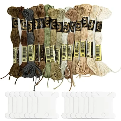 Image de 14 écheveaux de fil à broder brun pour bracelet d&#039;amitié chaîne et point croix String