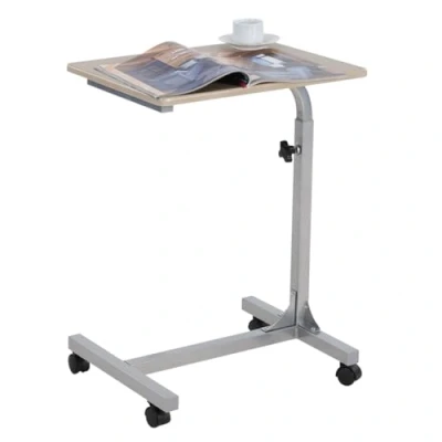 Image de MEUBLE COSY Table de Lit pour Ordinateur Portable Hauteur Réglable Bout canapé avec 4 roulettes Verrouillables Support PC Salon Bureau Chambre , Métal, Chêne, 48x37x79 cm