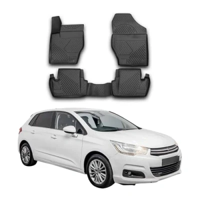 Image de Tapis de Sol Compatible avec Citroen C4 2011 2020 Caoutchouc TPE Noir