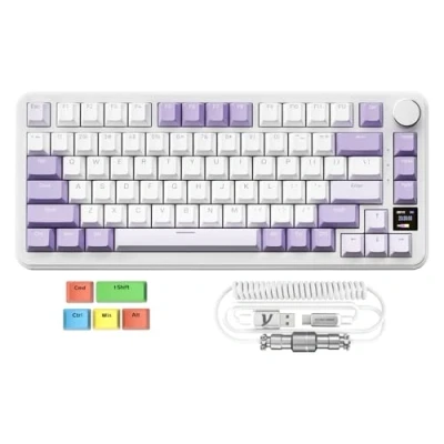 Image de MAMBASNAKE x Attack Shark X85PRO Clavier Mécanique à Joint, de Jeu 75% sans Fil avec écran TFT Screen et CNC Knob, 2,4GHz/BT5.1/USB C, 5 Layer Padding, Hot Swap Linear Switch, pour PC,Mac,QMK