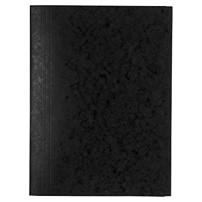 Image de Exacompta Réf. 56401E Carton de 25 chemises simples sans élastique avec 3 rabats en carte lustrée 390 g/m² certifiées FSC dimensions 24 x 32cm pour documents format A4 couleur noir