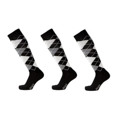 Image de PFIFF Lot de 3 chaussettes d&#039;équitation différentes couleurs, avec semelle renforcée, tailles 34 42, noir et blanc, 36 38