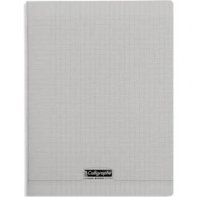 Image de Calligraphe 18196C Un Cahier Agrafé Gris (une Marque de Clairefontaine) 24x32 cm 96 Pages Grands Carreaux Papier Blanc 90 g Couverture Polypro Transparent