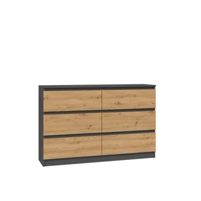 Image de CDF Commode Malwa M6 120 Couleur : Anthracite Chêne Artisan Armoire pour Documents, Petits Objets Idéal Salon, Chambre à Coucher, d&#039;enfant, et Bureau 6 tiroirs spacieux