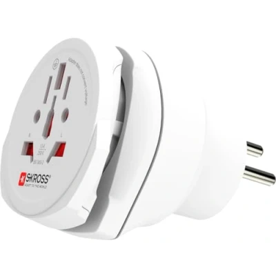 Image de SKROSS 1.500231 E Monde vers UK Adaptateur de Voyage Combo EU et Tension Puissance 100V 750W / 250V 1750W. Max Load 7A. Protection Contre Les Chocs électriques