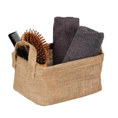 Image de WENKO Panier de rangement Juna S, corbeille décorative pour le ordonné d&#039;accessoires comme p.ex. des vêtements, équipé deux poignées, matériau extérieur 100% jute, 20 x 15 cm, brun