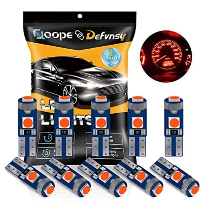 Image de Defvnsy Ampoules T5 LED, Ampoule Tableau de Bord Rouge 286 W3W 73 74 W1.2W 2721 2723 12V 3030 3SMD pour Intérieur Voiture LED Lampe D&#039;instrument Automatique (Pack 10)