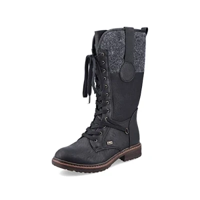 Image de Rieker Femme Bottes 94730, Dame d&#039;hiver,Hydrofuge,riekerTEX,Bottes d&#039;hiver,Bottes à Lacets,imperméable,fourré,Noir (Schwarz / 00),41 EU 7.5 UK