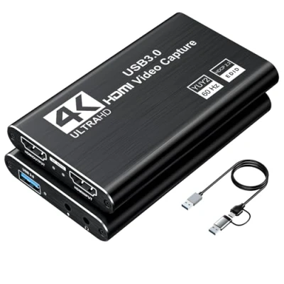 Image de XIIXMASK Carte d&#039;acquisition vidéo, de Capture USB 3.0 4K HDMI en Boucle, 1080P 60FPS/2K 30FPS Jeu vidéo pour Le Streaming Fonctionne PS5/Switch/PC/OBS(Noir)