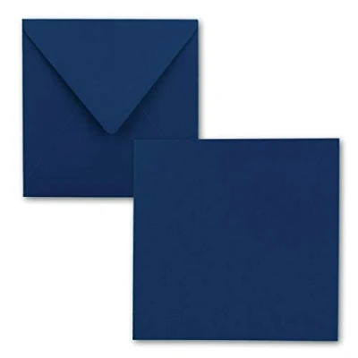 Image de FarbenFroh® by GUSTAV NEUSER® Lot de 25 cartes simples, carrées, 15 x cm, avec enveloppes, en bleu nuit, pour vœux, etc.